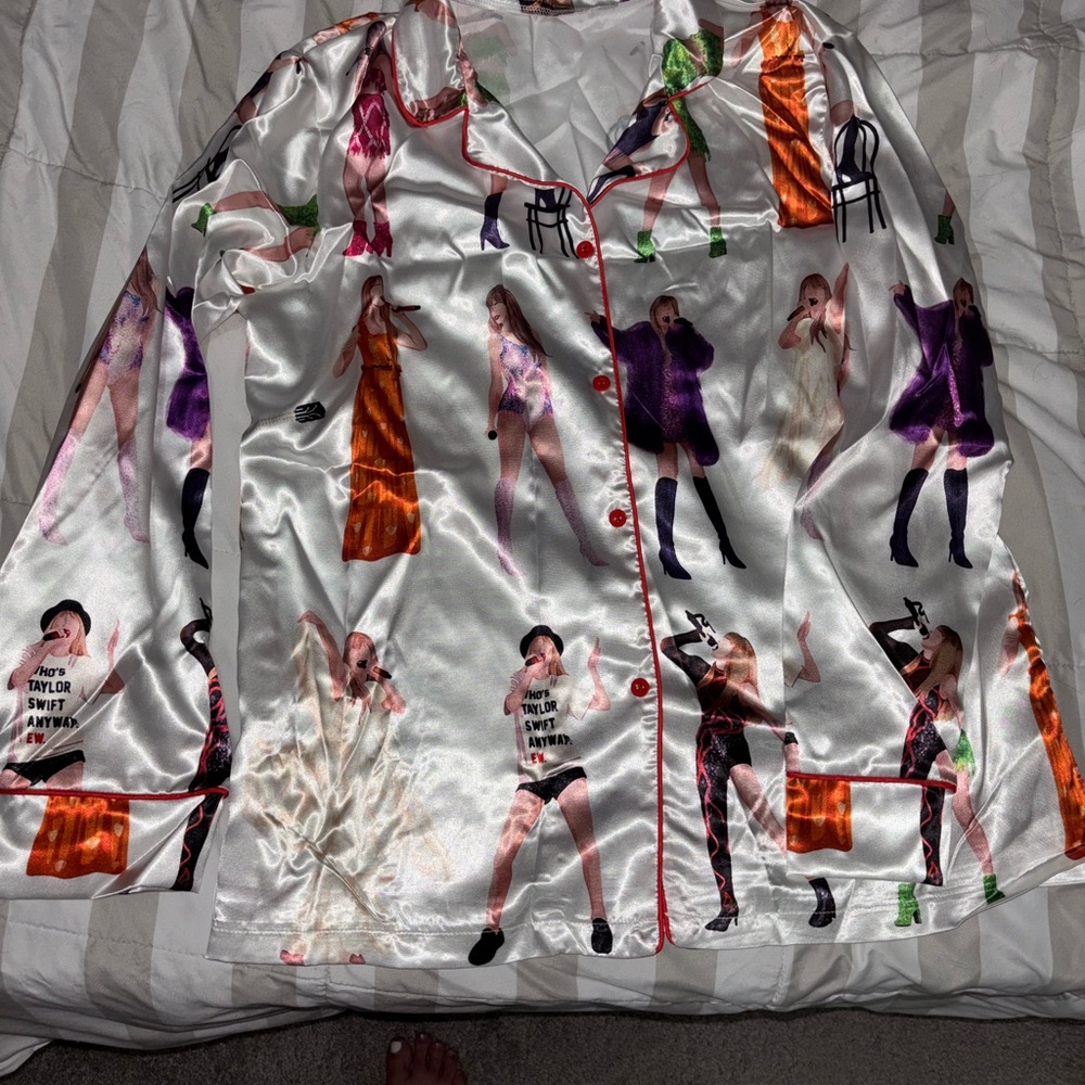 Taylor Swift Eras Tour Colorful Satin Pajama Set Large